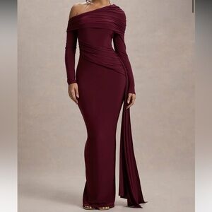 Chic One-Shoulder Burgundy Dress